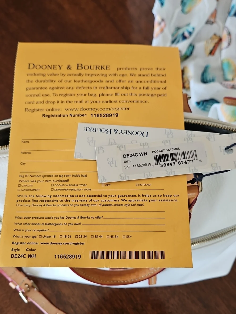 Dooney & Bourke White Pebble Leather Dillen Double Pocket Satchel
